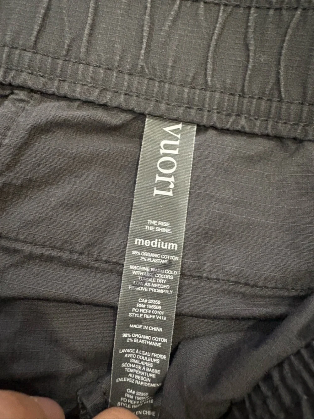 Vuori- Charcoal Drawstring Ripstop jogger with White Cord - Picture 4 of 5